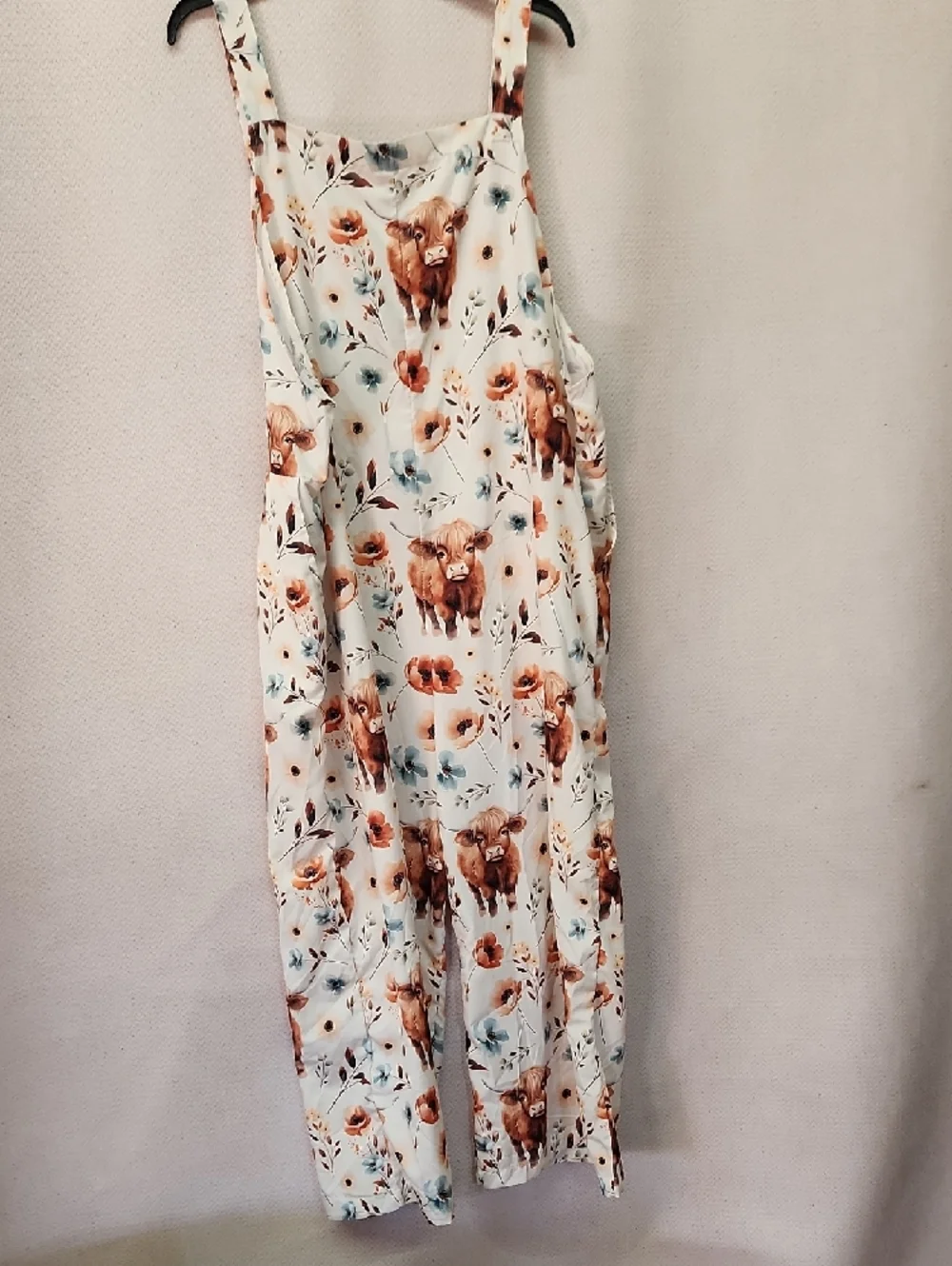 Women’s Floral & Cow Print Cotton Romper Jumpsuit - White - Picture 3 of 4